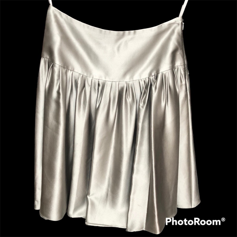100% Silk Silver Skirt by Express
